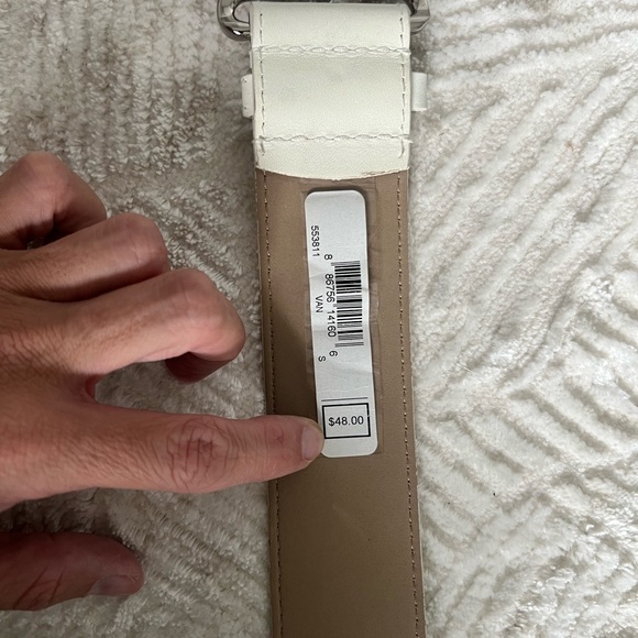 Michael Kors White Leather Belt with Silver Buckle - Small - Picture 3 of 4